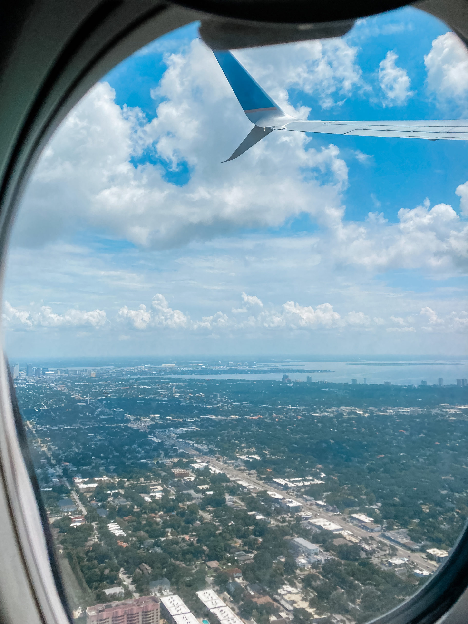 view of tampa bay florida from airplane